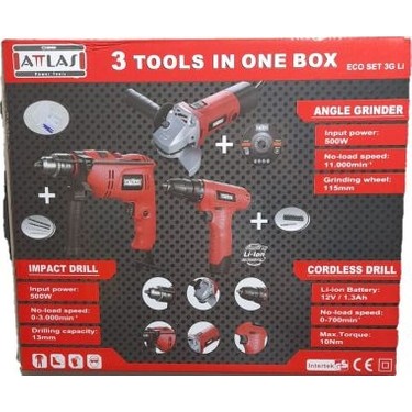 ATLAS KAPANYALI 3 TAKIM MATKAP ,SPİREL TAŞLAMA  VİDALAMA